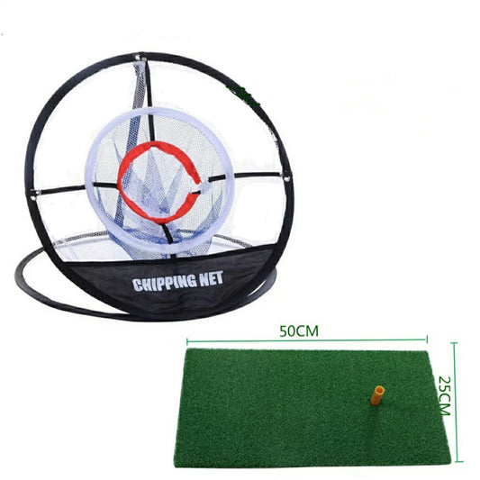Golf Hitting Mat with Portable Chipping Net Indoor Outdoor Golf Training Set with Rubber Tee Practice Golf Swing