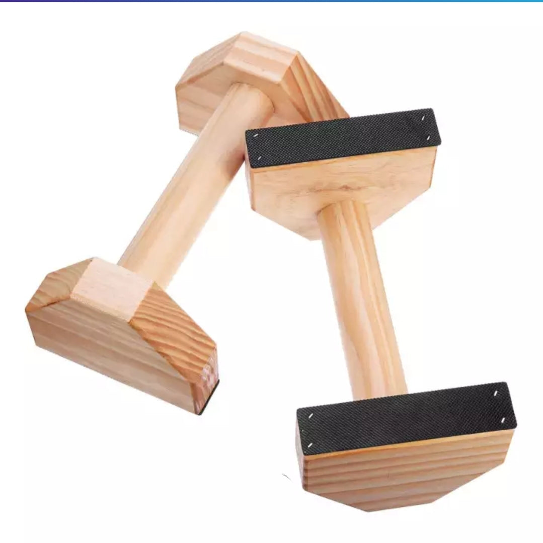 Wooden Parallettes Gymnastics Calisthenics Handstand Bar Fitness Training with Grip Tape