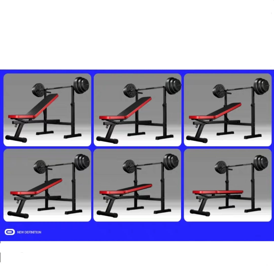 Fitness Bench, Adjustable Foldable Weight/Sit Up Incline/Decline Dip Bar Exercise Workout Bench for Home Gym Fitness