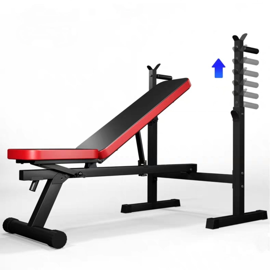 Fitness Bench, Adjustable Foldable Weight/Sit Up Incline/Decline Dip Bar Exercise Workout Bench for Home Gym Fitness
