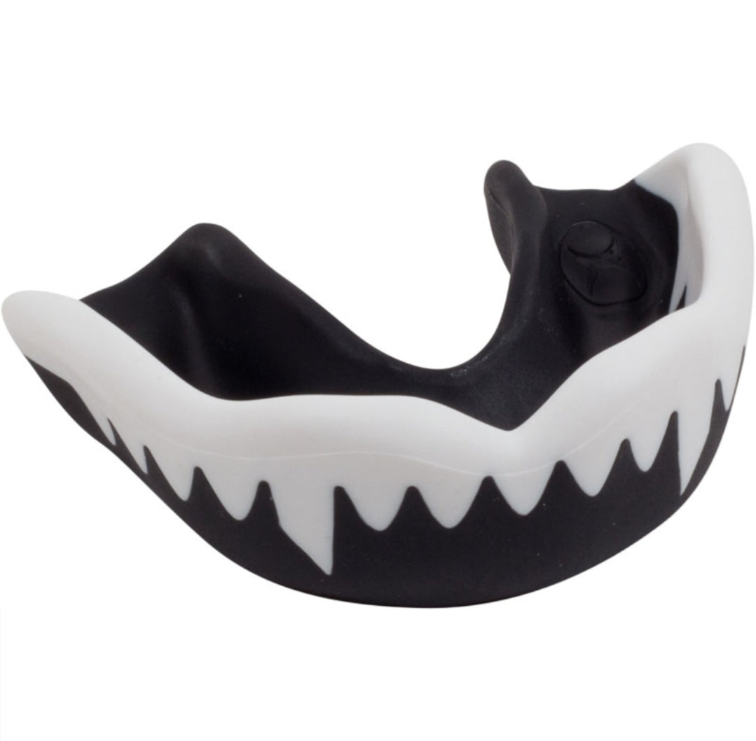Mouthguard for KIDS - Extra Thick Contoured Design for High Impact Sports - Fang Design - 5 Colors Available - Boil and Bite Guard - Maximum Protection