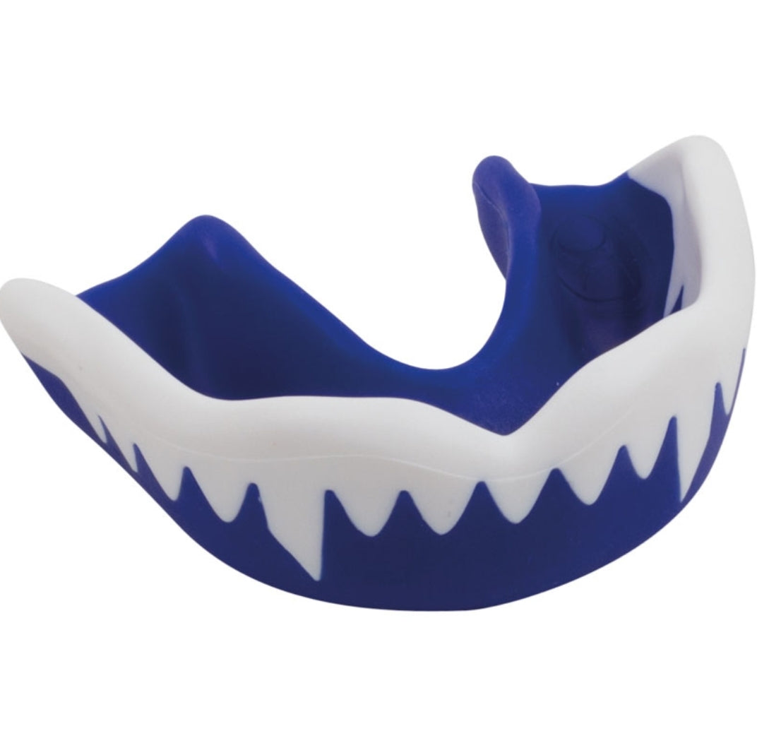 Mouthguard for KIDS - Extra Thick Contoured Design for High Impact Sports - Fang Design - 5 Colors Available - Boil and Bite Guard - Maximum Protection