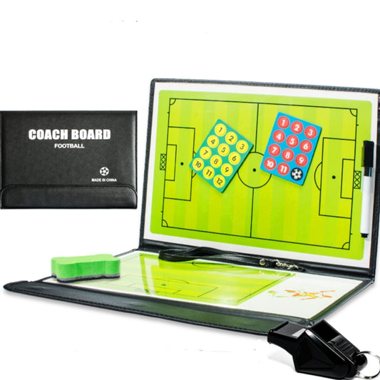 Football Soccer Coaching Board with Magnetic Pieces Tactics Board Foldable w Markers, Eraser, Referee Whistle