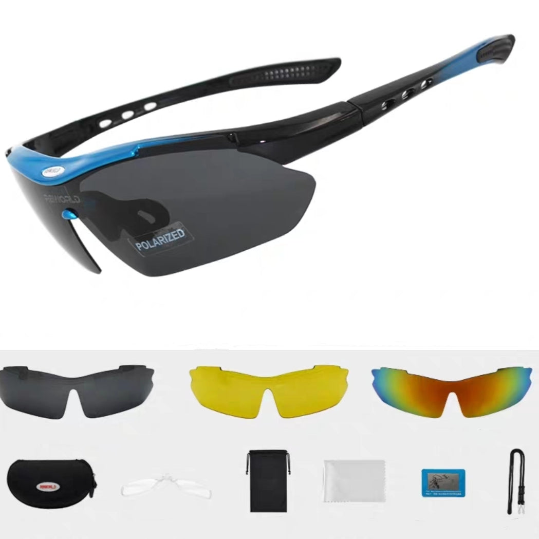Multiple Lens Sport UV Sunglasses with Prescription Inserts 3 Lens Hard Case and Accessories