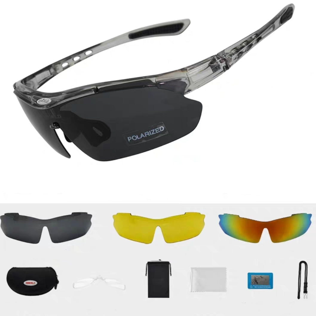 Multiple Lens Sport UV Sunglasses with Prescription Inserts 3 Lens Hard Case and Accessories