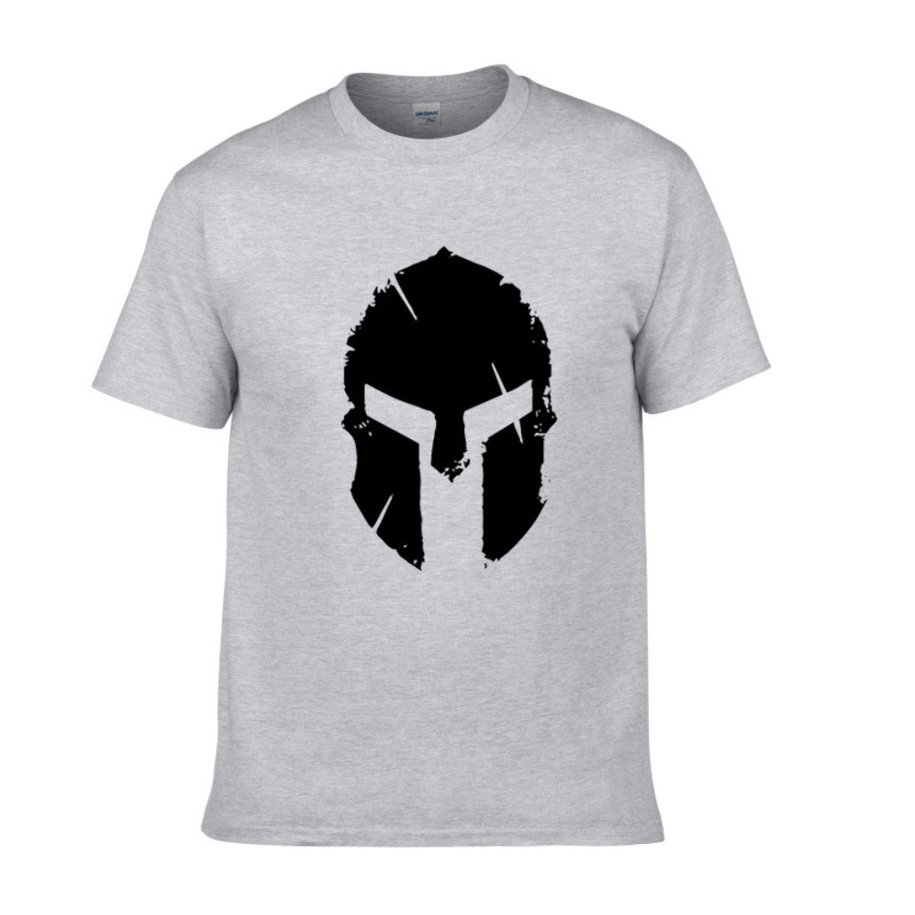 Mens Bodybuilding T-Shirt Spartan Helmet Gym Training Top