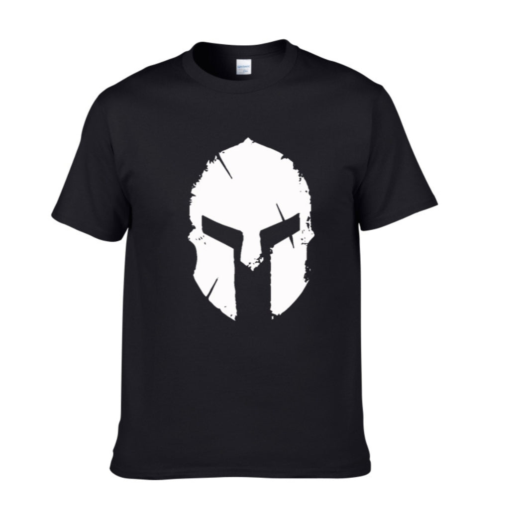 Mens Bodybuilding T-Shirt Spartan Helmet Gym Training Top