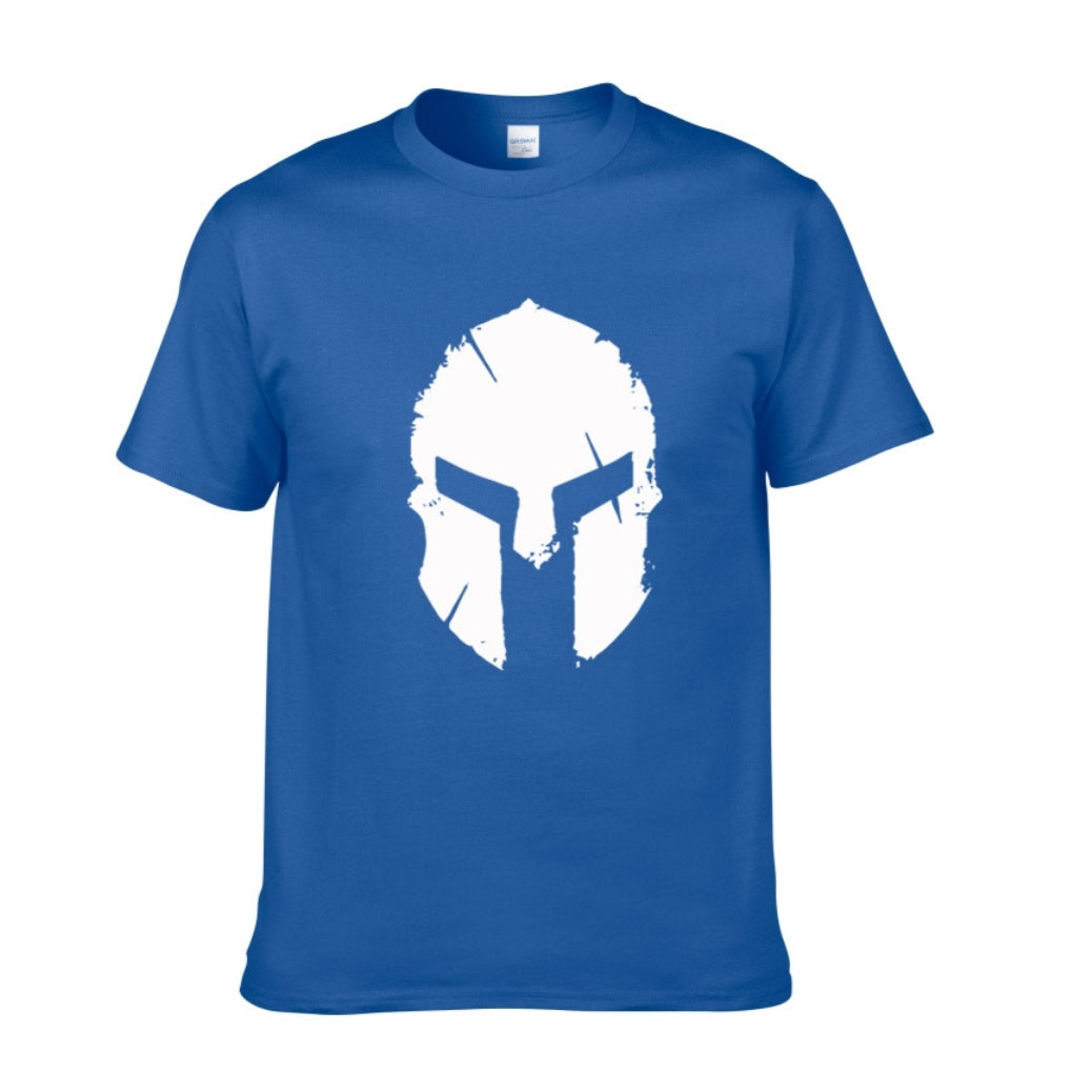 Mens Bodybuilding T-Shirt Spartan Helmet Gym Training Top