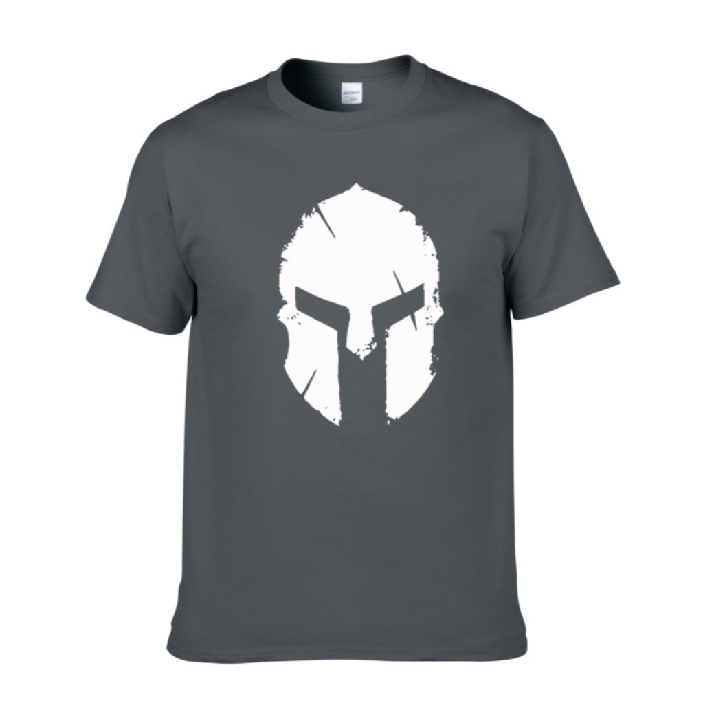 Mens Bodybuilding T-Shirt Spartan Helmet Gym Training Top