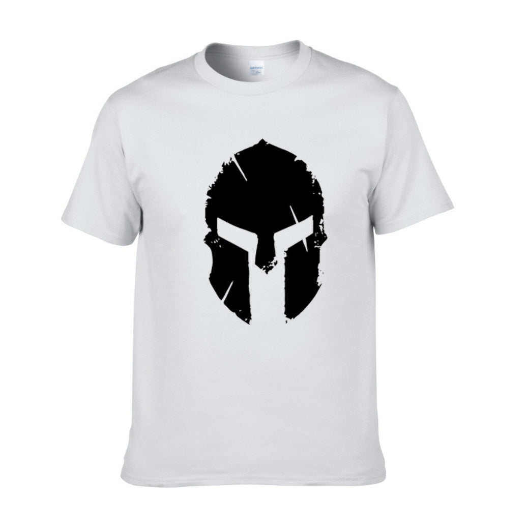 Mens Bodybuilding T-Shirt Spartan Helmet Gym Training Top