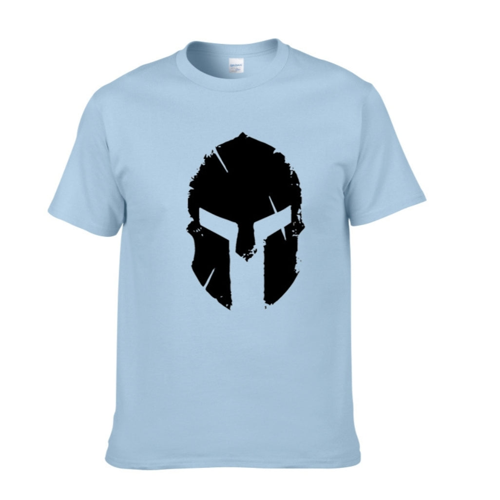 Mens Bodybuilding T-Shirt Spartan Helmet Gym Training Top
