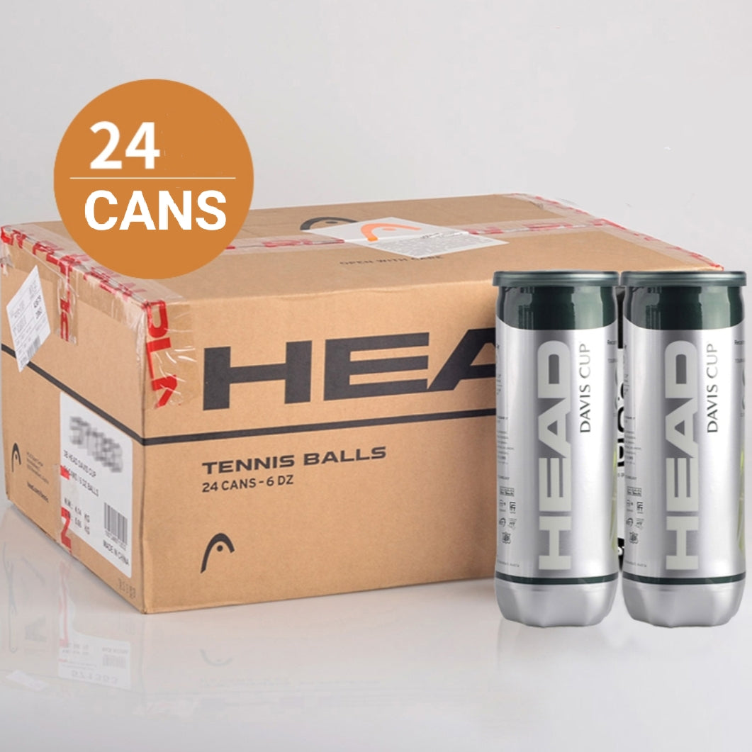 Head Davis Cup Tennis Balls - Sold in a Carton of 24 Cans (3 Balls per Can)