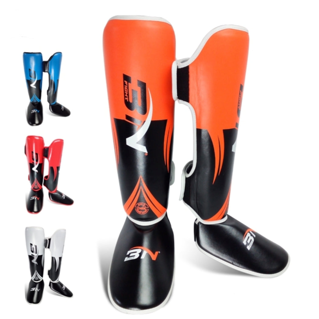 A Pair Pro Shin Instep Guards MMA Boxing Leg Support Foot Protector Pad Muay Thai Sparring Gear