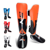 A Pair Pro Shin Instep Guards MMA Boxing Leg Support Foot Protector Pad Muay Thai Sparring Gear