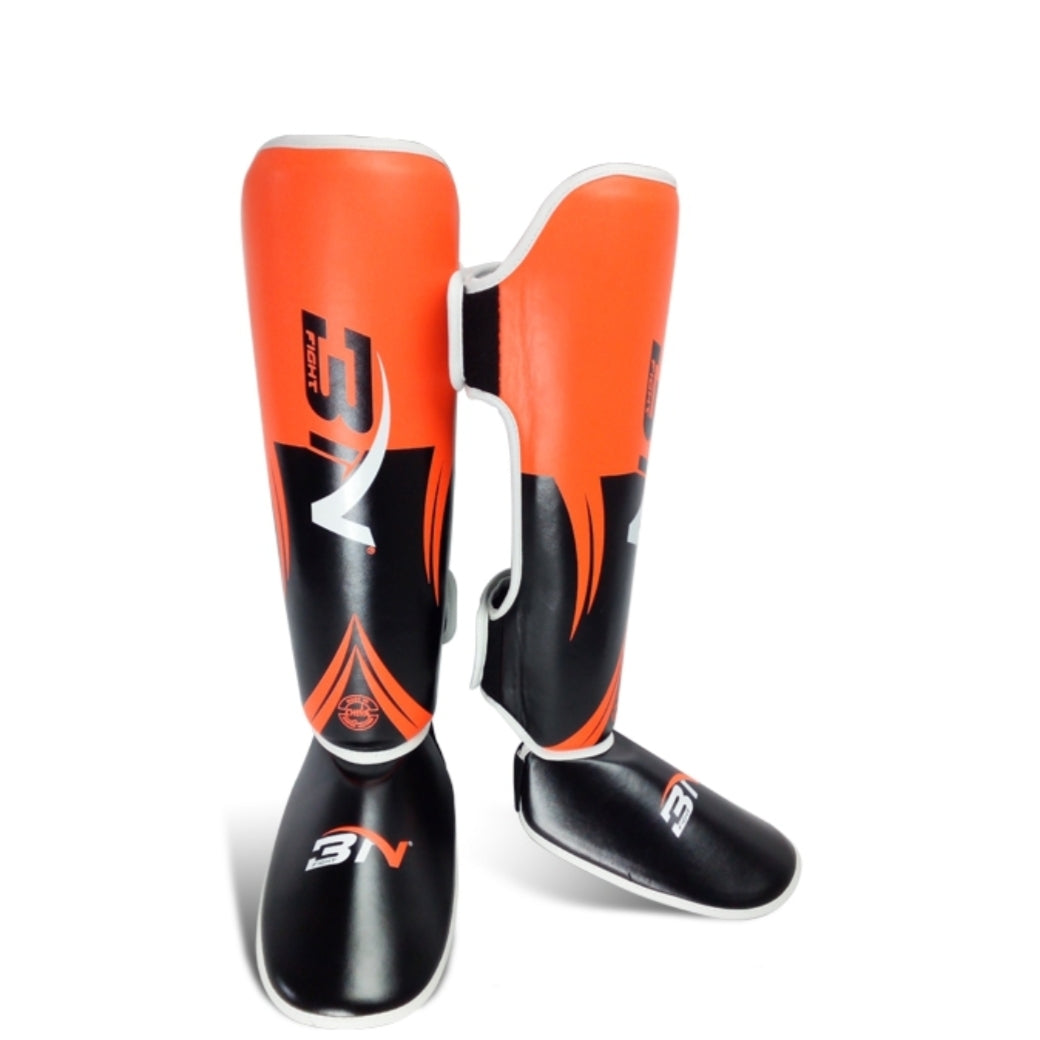 A Pair Pro Shin Instep Guards MMA Boxing Leg Support Foot Protector Pad Muay Thai Sparring Gear