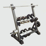 Barbell and Dumbbell Rack with Plate storage and Adjustable Rail Width