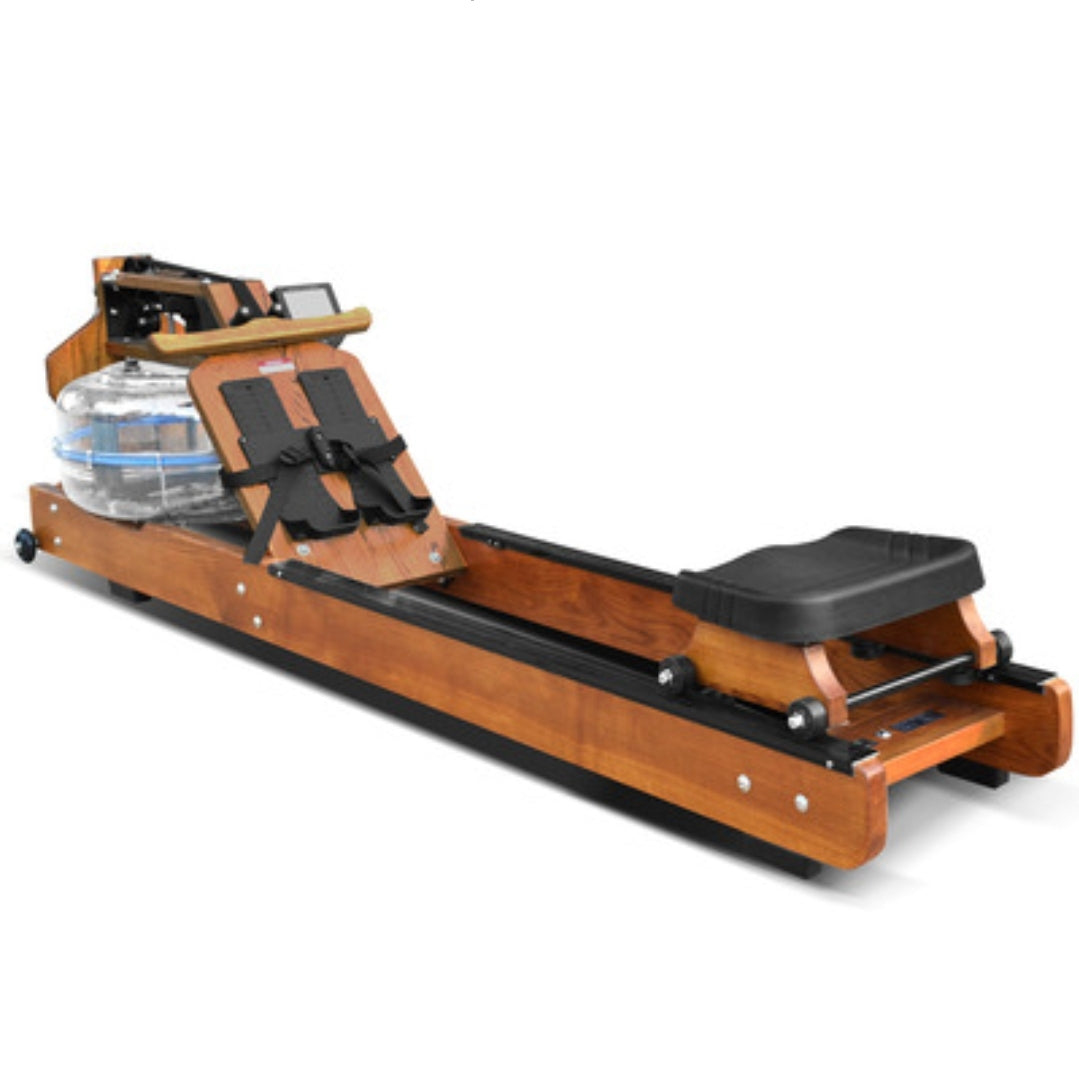 Foldable Wood Frame Water Resistance Rower Trainer Machine
