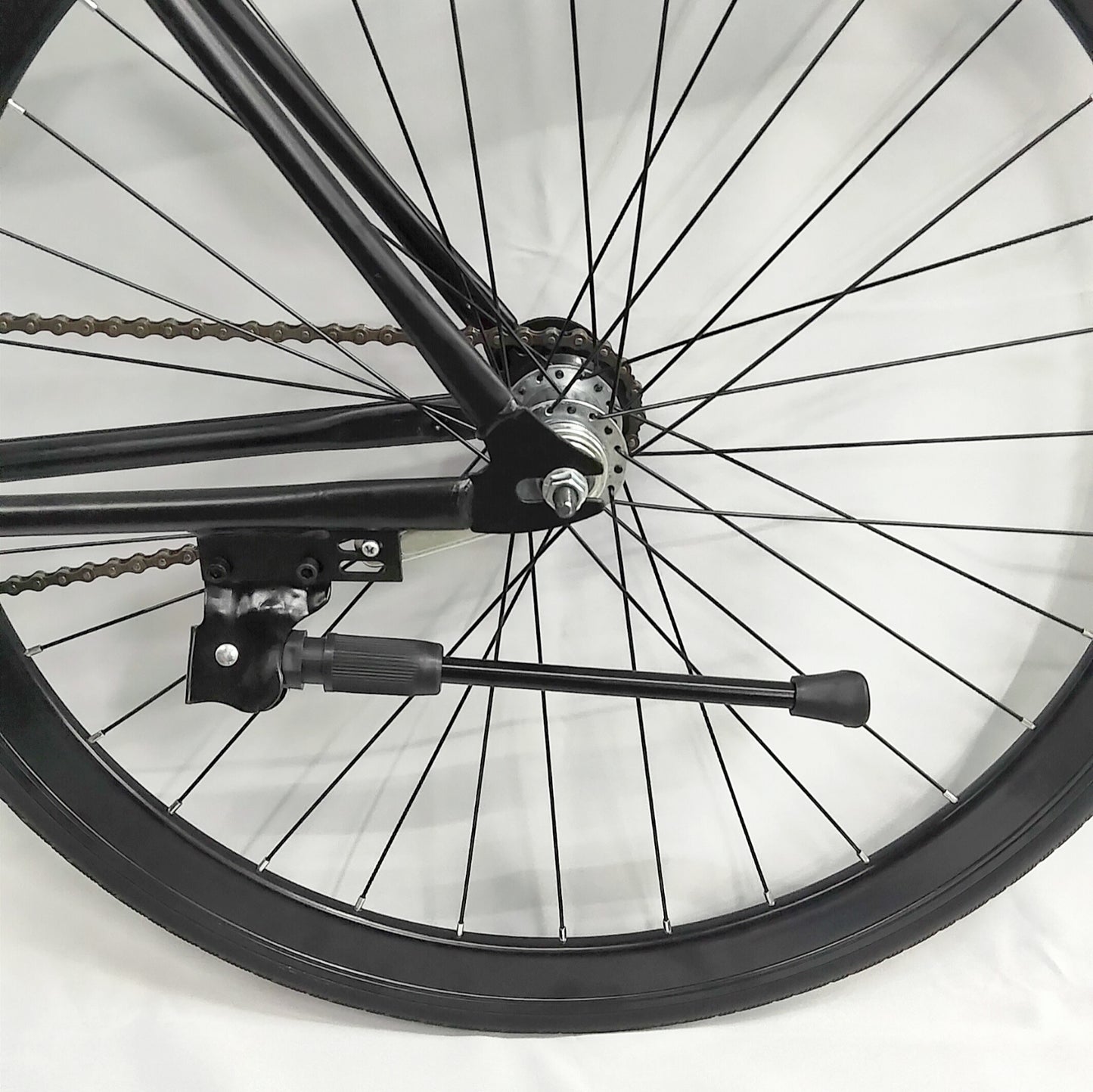 All Black Retro 1 Speed Steel Frame Bike with Front and Rear Lever Brakes