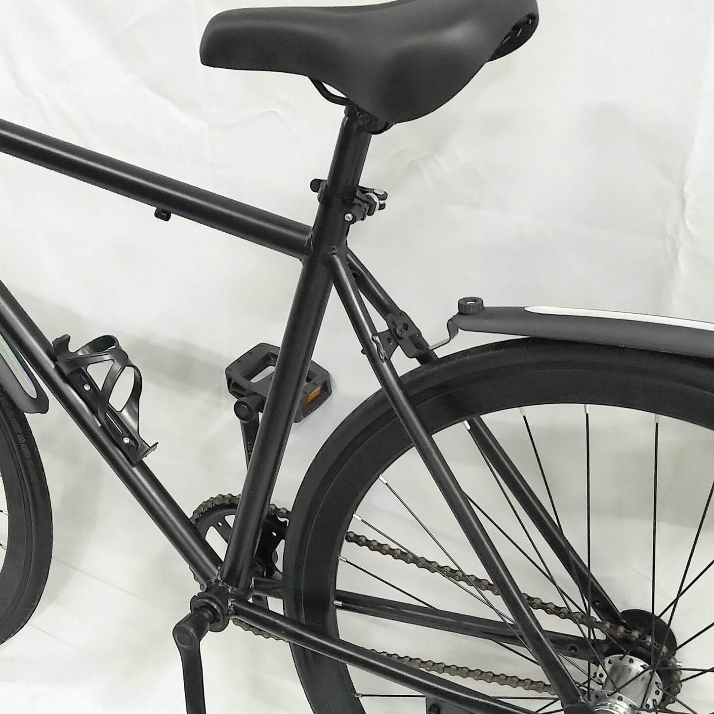 All Black Retro 1 Speed Steel Frame Bike with Front and Rear Lever Brakes