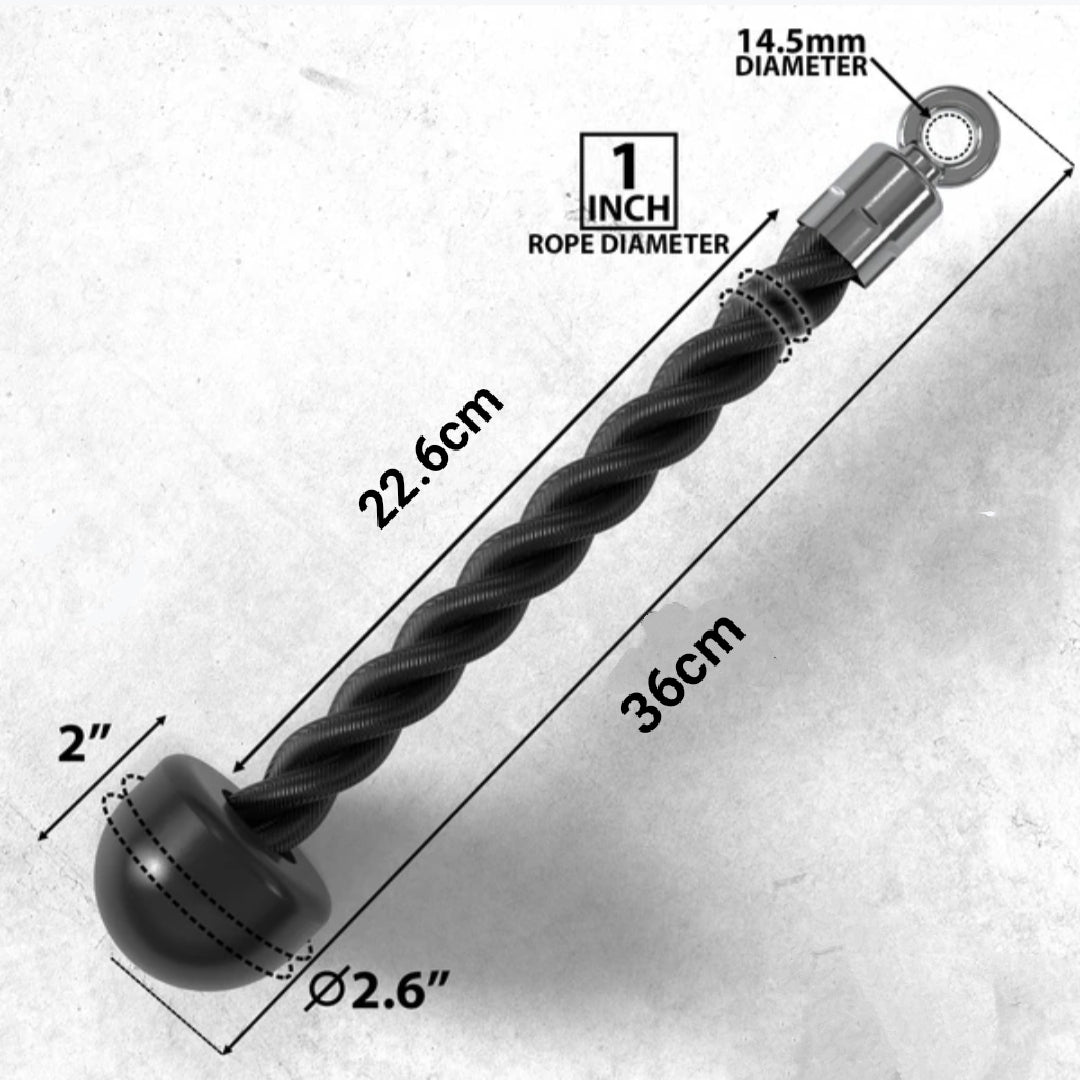 Single Tricep Rope Universal Cable Machine Attachment - Single-Ended Rope with Rubber Stopper