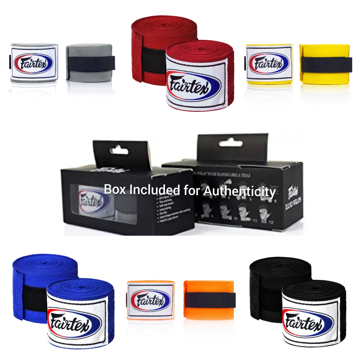 Fairtex HW2 Handwraps Elastic 4.5m with Giftbox Included