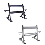 2-Tier Dumbbell Rack with Side Weight Plate Storage & Barbell Storage