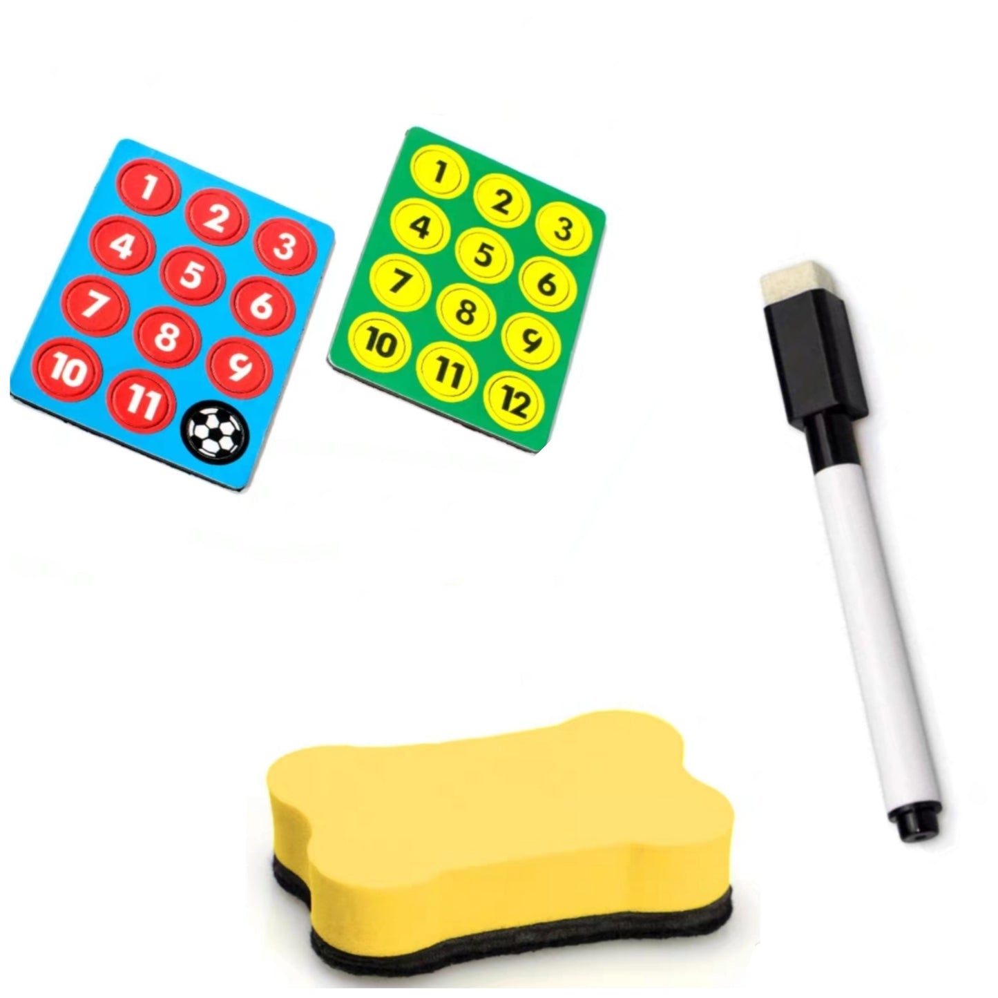 Football Soccer Coaching Board with Magnetic Pieces Tactics Board Foldable w Markers, Eraser, Referee Whistle